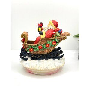 Santa Claus Sleigh Figurine Candle Topper Christmas Decor